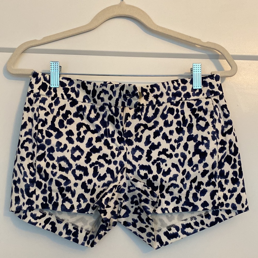 JCrew 00 Navy and white leopard print short